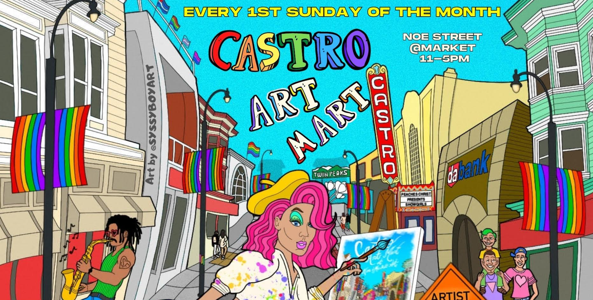 “Castro Art Mart” Mini Block Party on Noe St. (Every First Sunday)