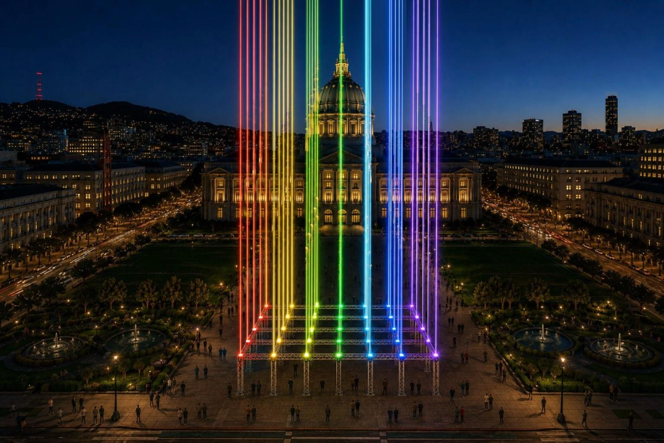 SF’s Giant Rainbow Laser Light Show (Pride Weekend)